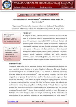 World Journal of Pharmaceutical Research Subrata Et Al