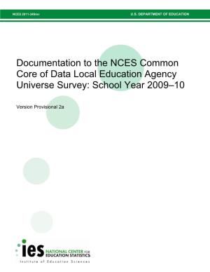 Documentcommon Core of Data Local Education Agency Universe