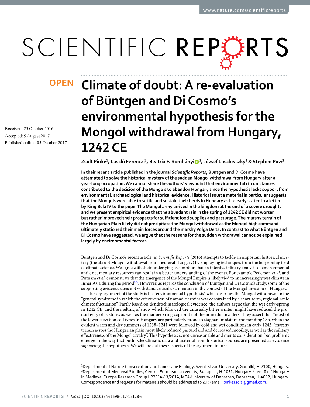 Climate of Doubt: a Re-Evaluation of Büntgen and Di