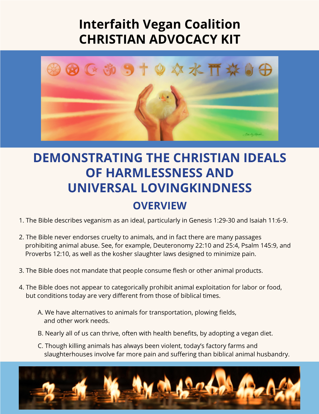 Interfaith Vegan Coalition Christian Advocacy Kit Demonstrating the Christian Ideals of Harmlessness and Universal Lovingkindnes