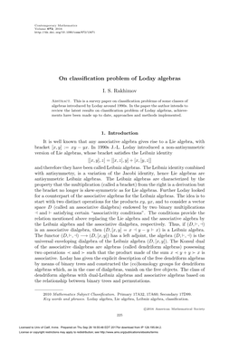 On Classification Problem of Loday Algebras 227