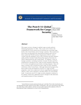The Post-9/11 Global Framework for Cargo Security