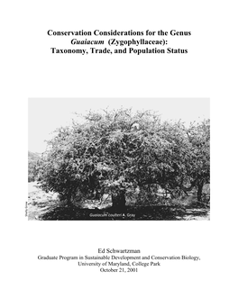 Conservation Considerations for the Genus Guaiacum (Zygophyllaceae): Taxonomy, Trade, and Population Status