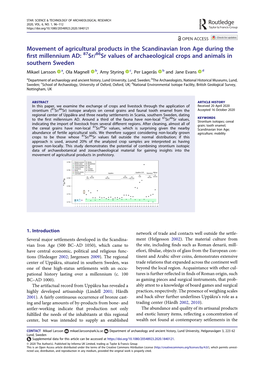 Movement of Agricultural Products in the Scandinavian Iron Age During