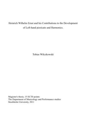 Heinrich Wilhelm Ernst and His Contributions to the Development of Left-Hand Pizzicato and Harmonics