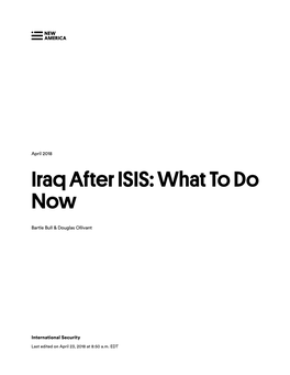 Iraq After ISIS: What to Do Now