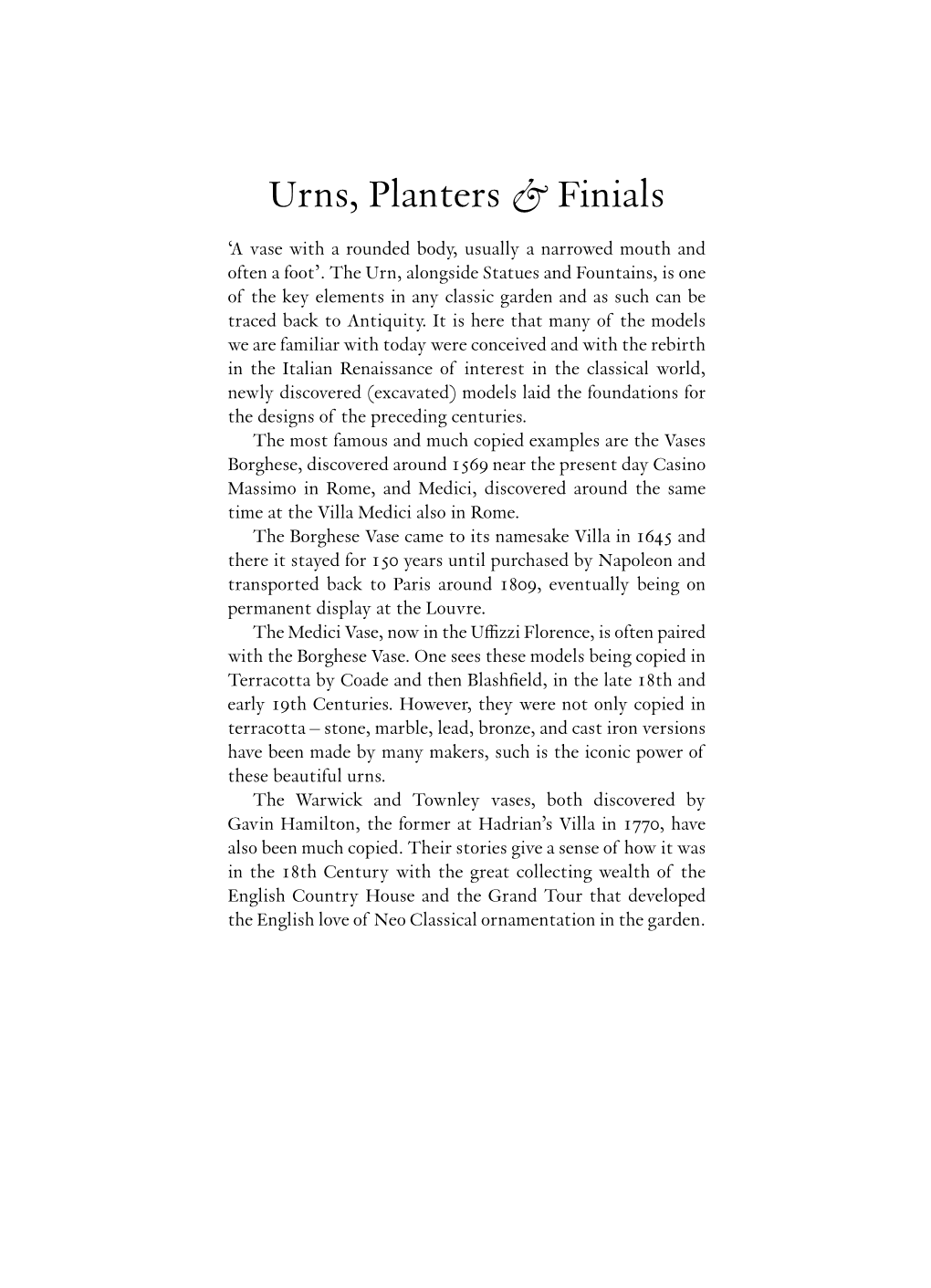 Urns, Planters & Finials