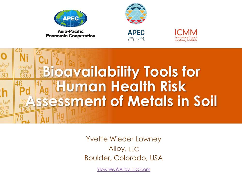 Bioavailability Tools for Human Health Risk Assessment of Metals in Soil