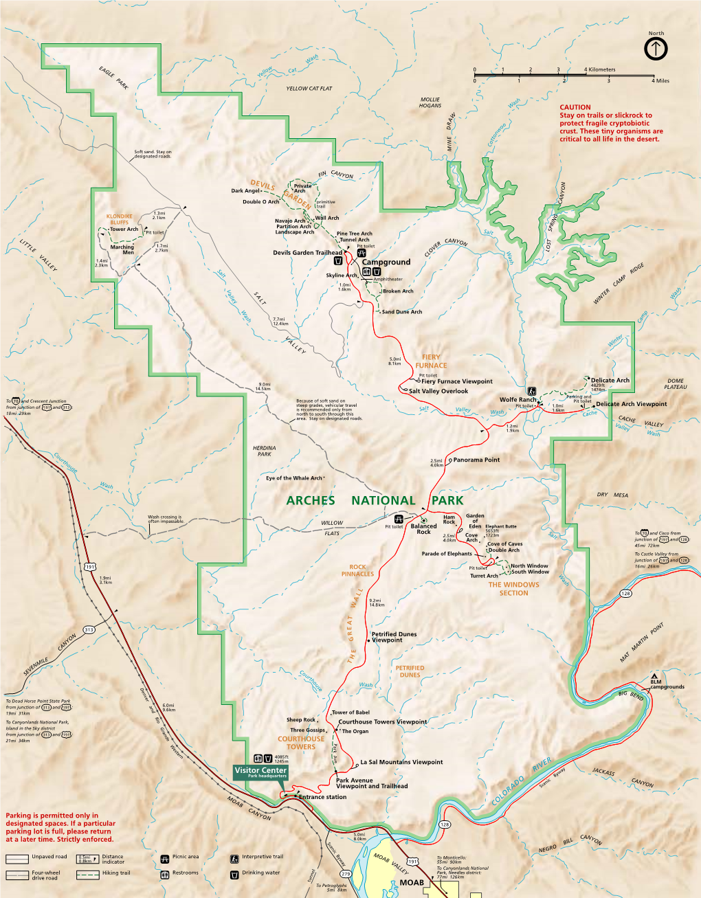PDF Format Map of Arches National Park