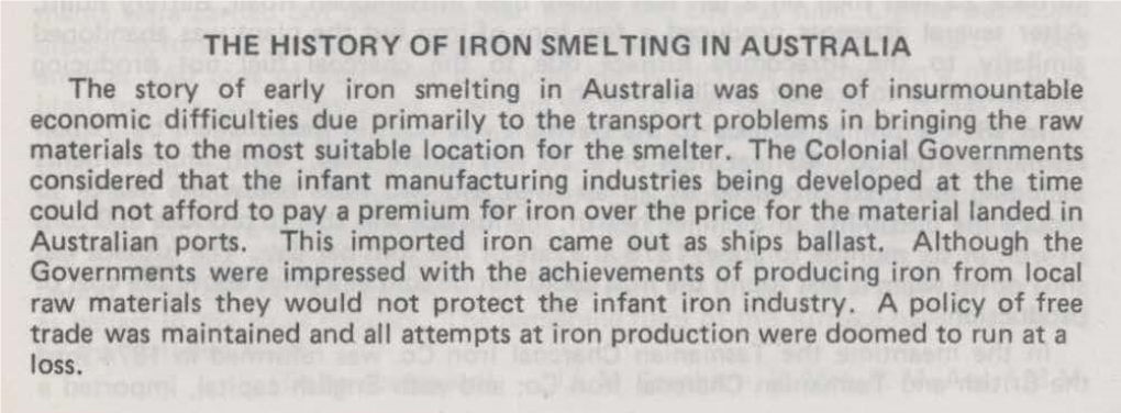 The History of Iron Smelting in Australia