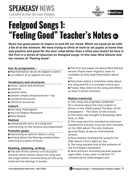 Feelgood Songs 1: “Feeling Good” Teacher's Notes