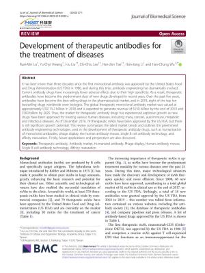 Development of Therapeutic Antibodies for the Treatment Of
