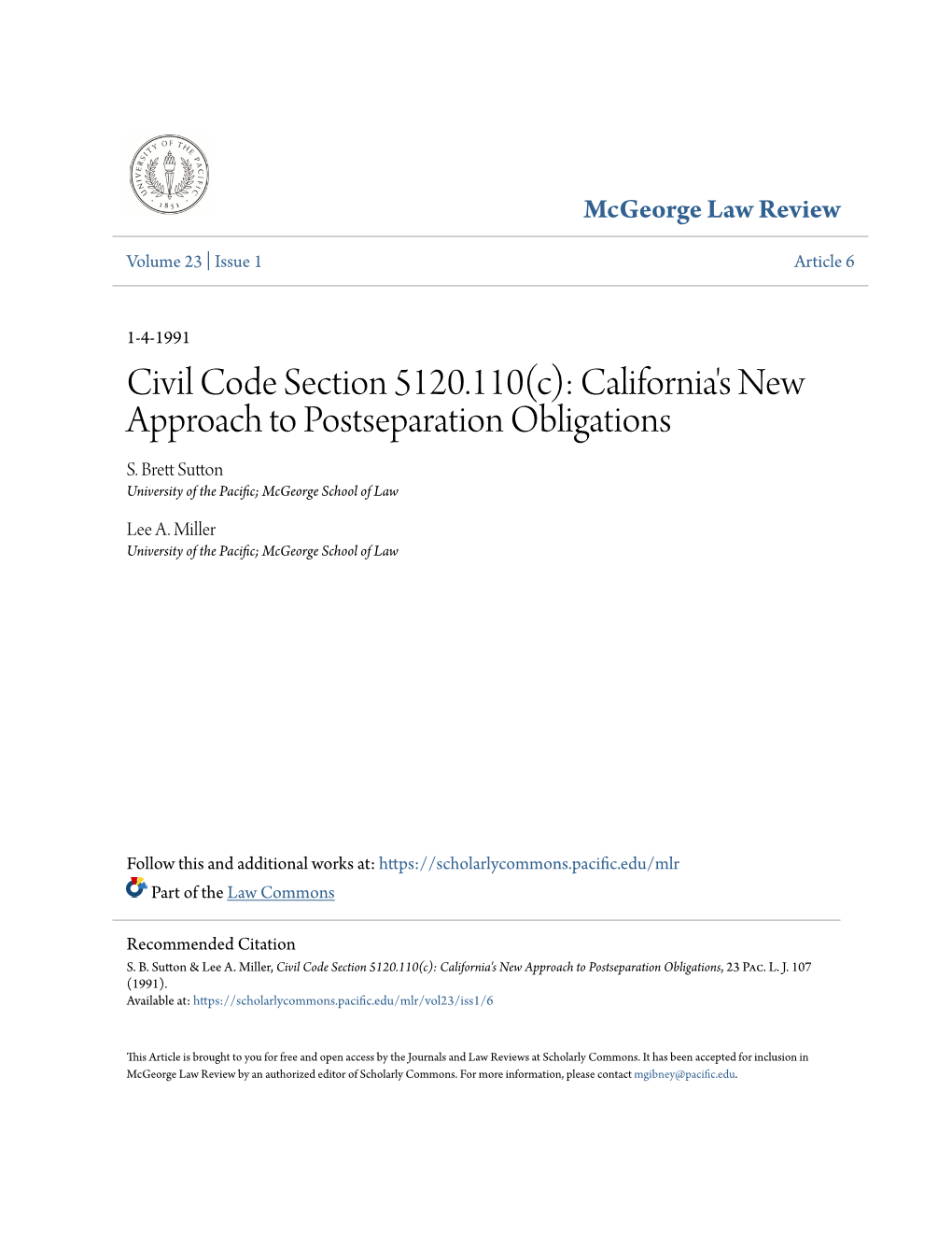 Civil Code Section 5120.110(C): California's New Approach To ...