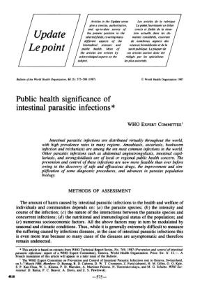 Public Health Significance of Intestinal Parasitic Infections*