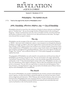 Philadelphia - the Faithful Church (3:7A) "And to the Angel of the Church in Philadelphia Write:”