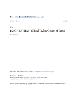BOOK REVIEW: Telford Taylor: Courts of Terror Paul Sherman