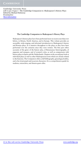 The Cambridge Companion to Shakespeare's History Plays