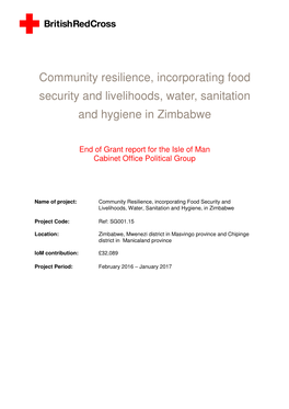 Community Resilience, Incorporating Food Security and Livelihoods, Water, Sanitation and Hygiene in Zimbabwe