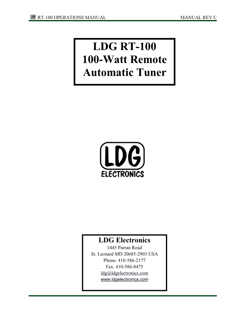 LDG RT-100 100-Watt Remote Automatic Tuner