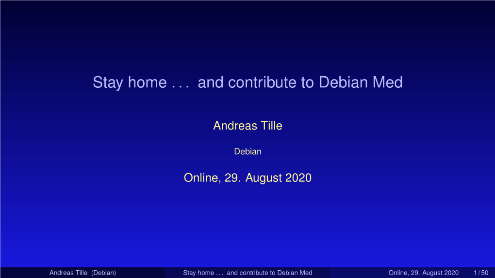 And Contribute to Debian Med