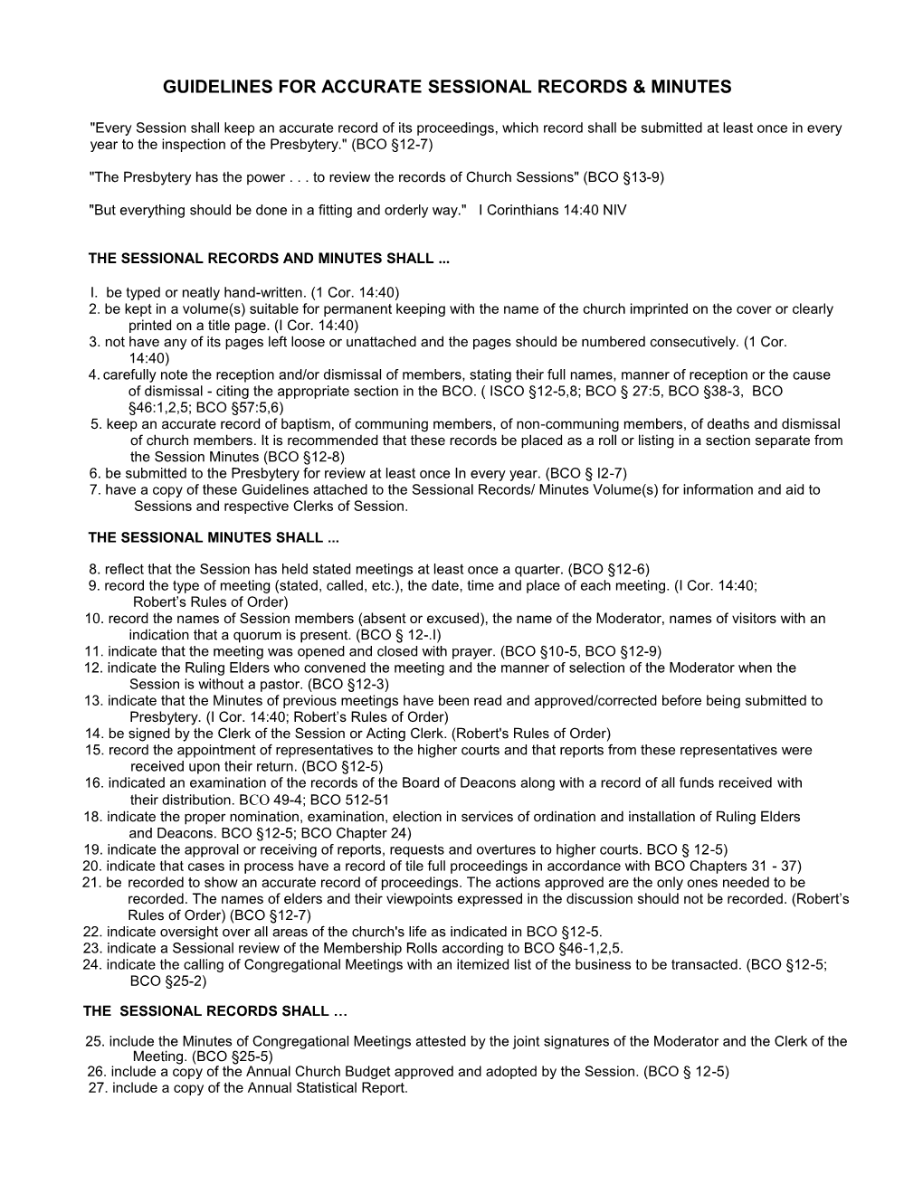 Guidelines for Accurate Sessional Records & Minutes