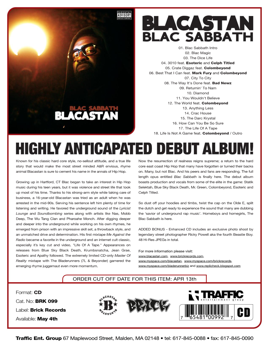 BRK 099 BLACASTAN Blac Sabbath CD
