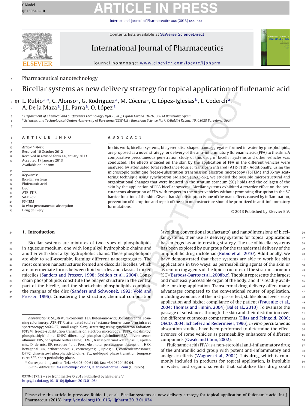 Bicellar Systems As New Delivery Strategy for Topical Application of ﬂufenamic Acid