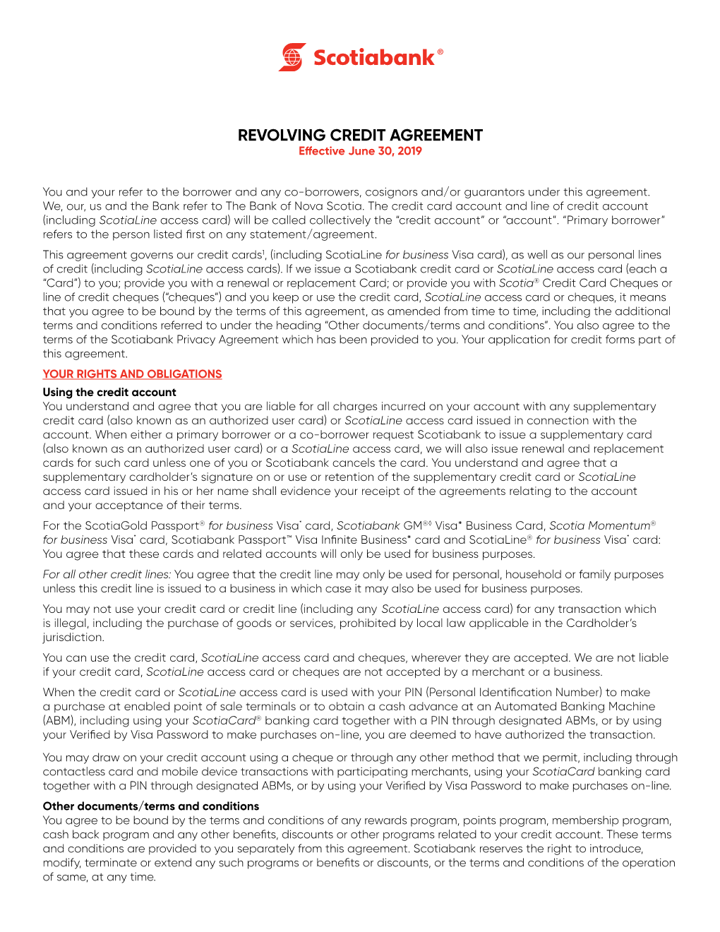 REVOLVING CREDIT AGREEMENT Effective June 30, 2019