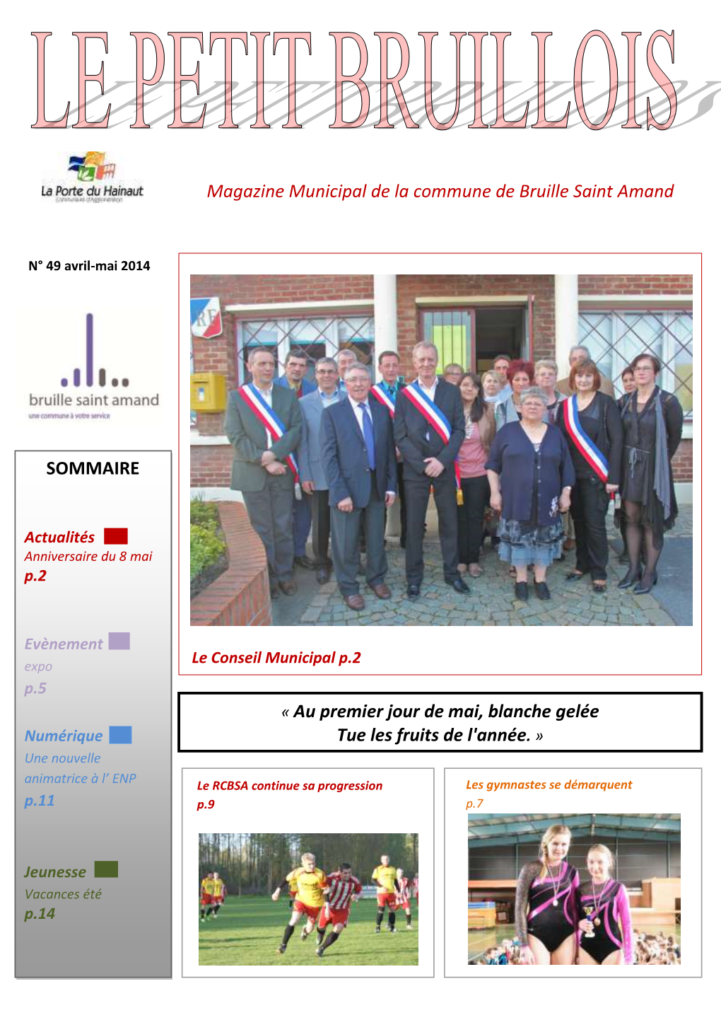 Magazine Municipal De La Commune De Bruille Saint Amand SOMMAIRE