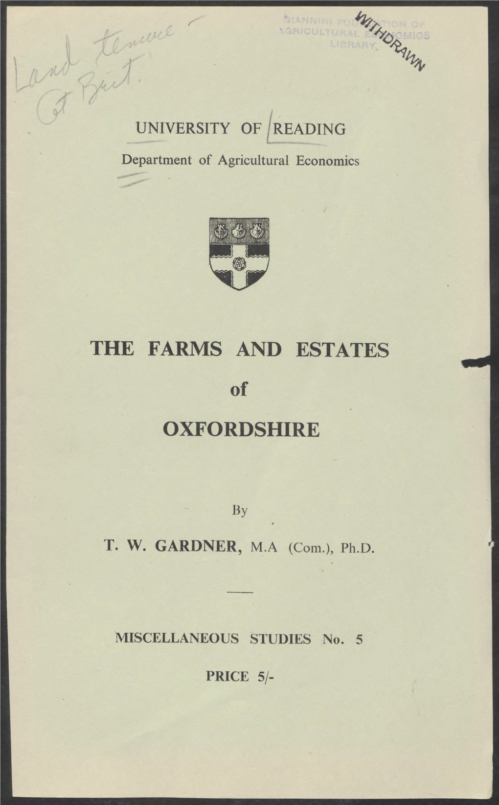 THE FARMS and ESTATES of OXFORDSHIRE