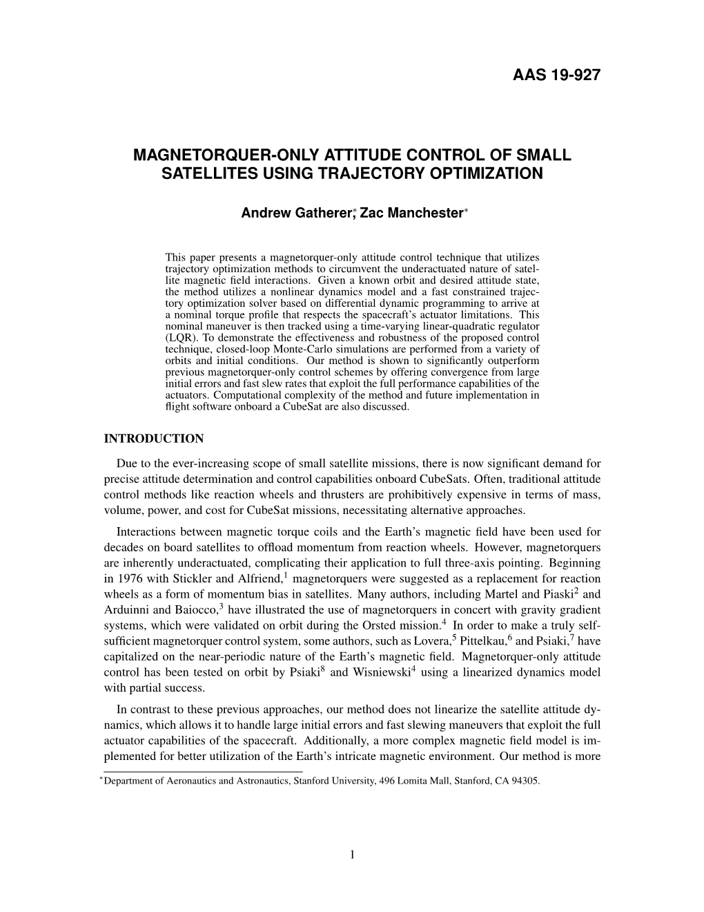 Magnetorquer-Only Attitude Control of Small Satellites Using Trajectory Optimization