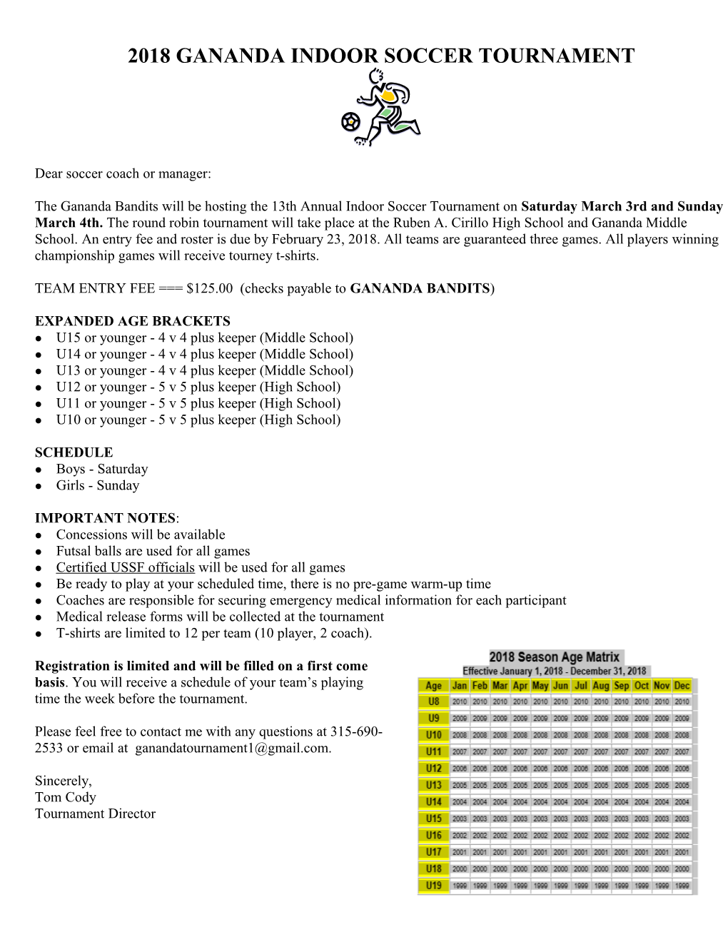 Gananda Indoor Soccer Tournament