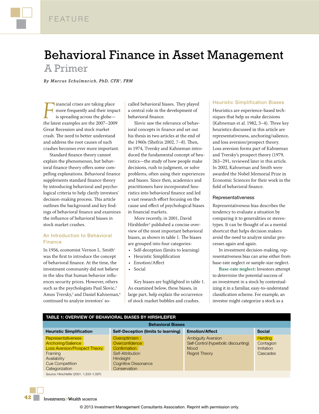 Behavioral Finance in Asset Management a Primer