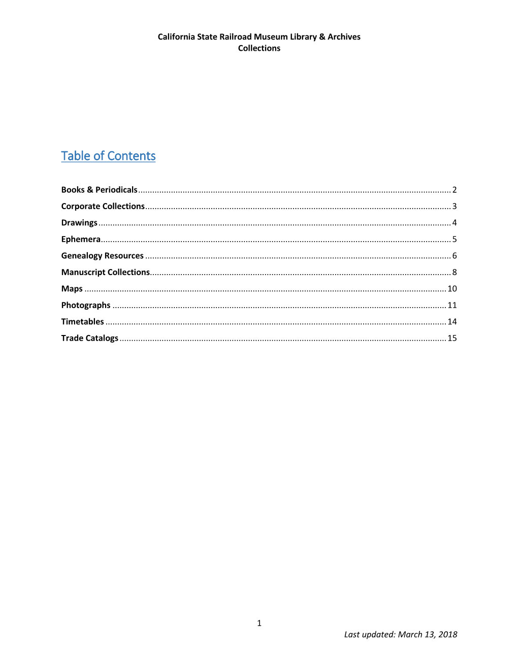 Table of Contents