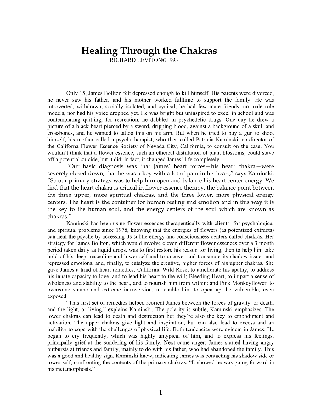 Healing Through the Chakras RICHARD LEVITON©1993