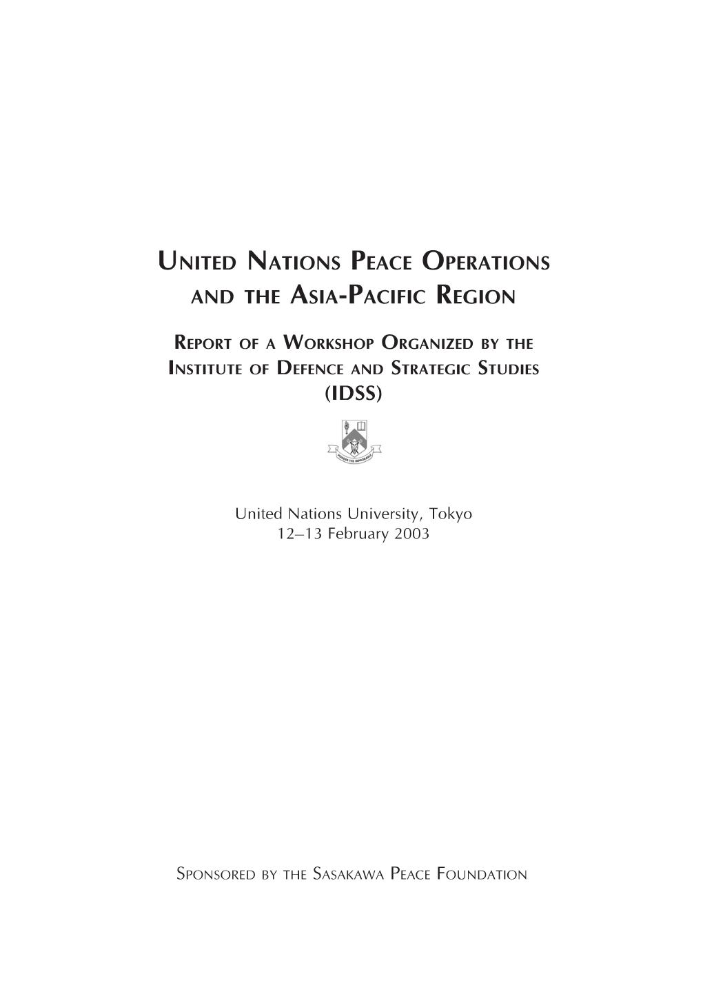 United Nations Peace Operations and the Asia-Pacific Region