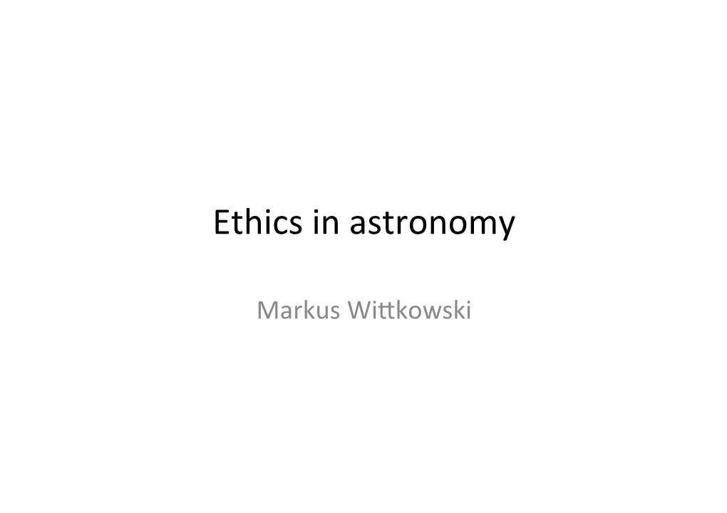 Ethics in Astronomy