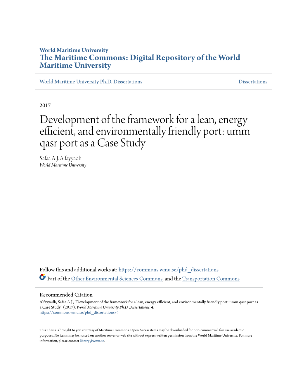 Umm Qasr Port As a Case Study Safaa A.J