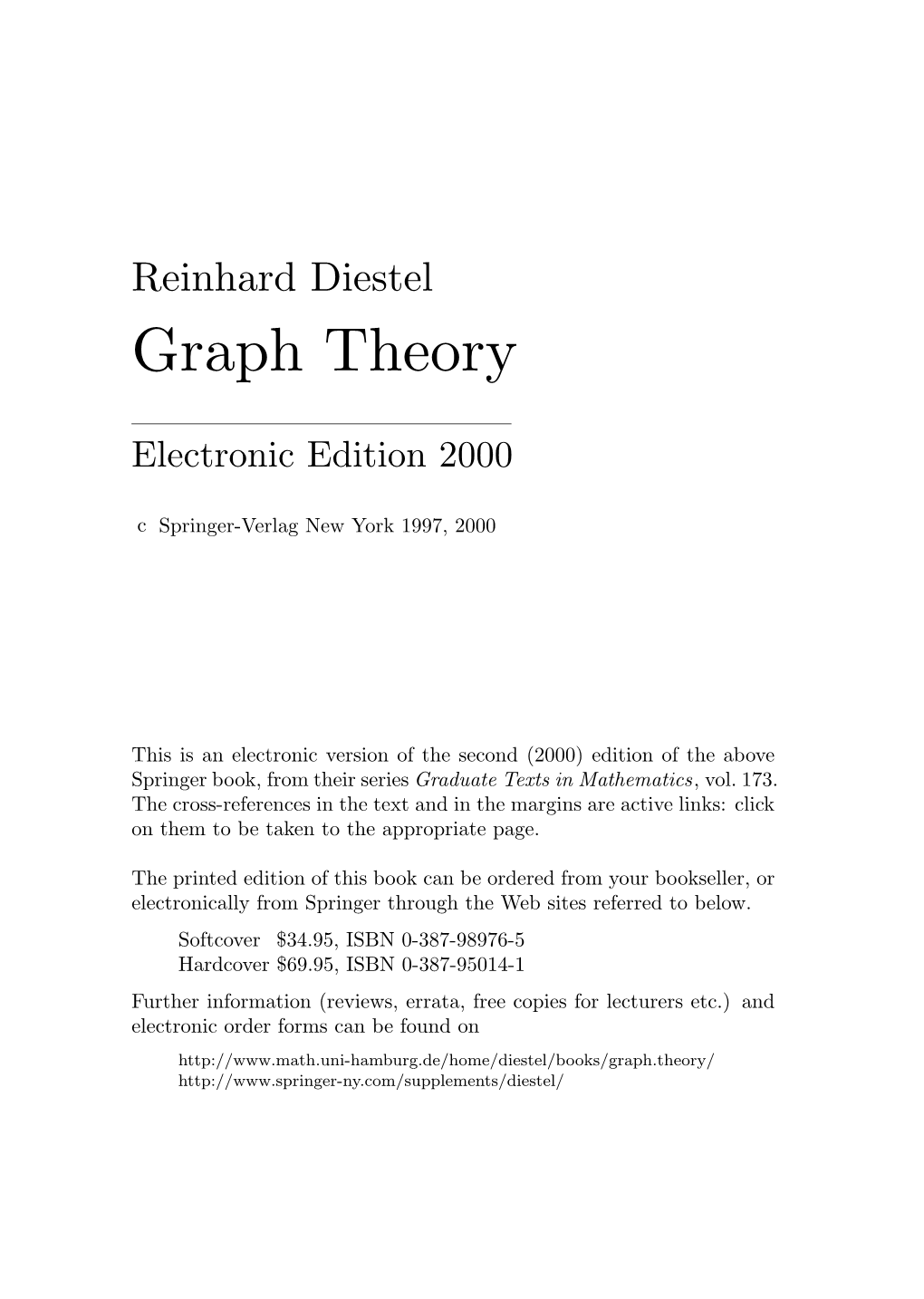 Diestel: Graph Theory