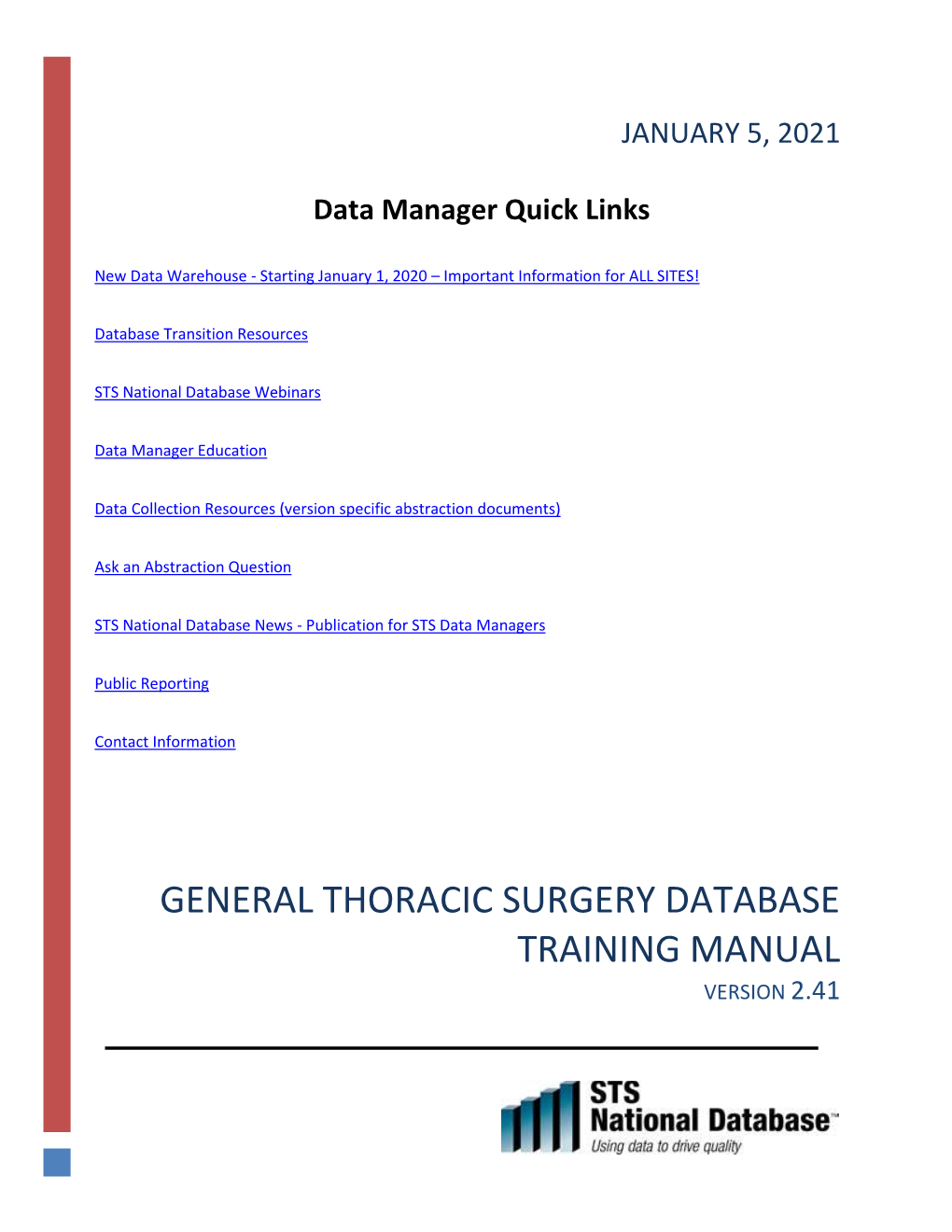 General Thoracic Surgery Database Training Manual Version 2.41