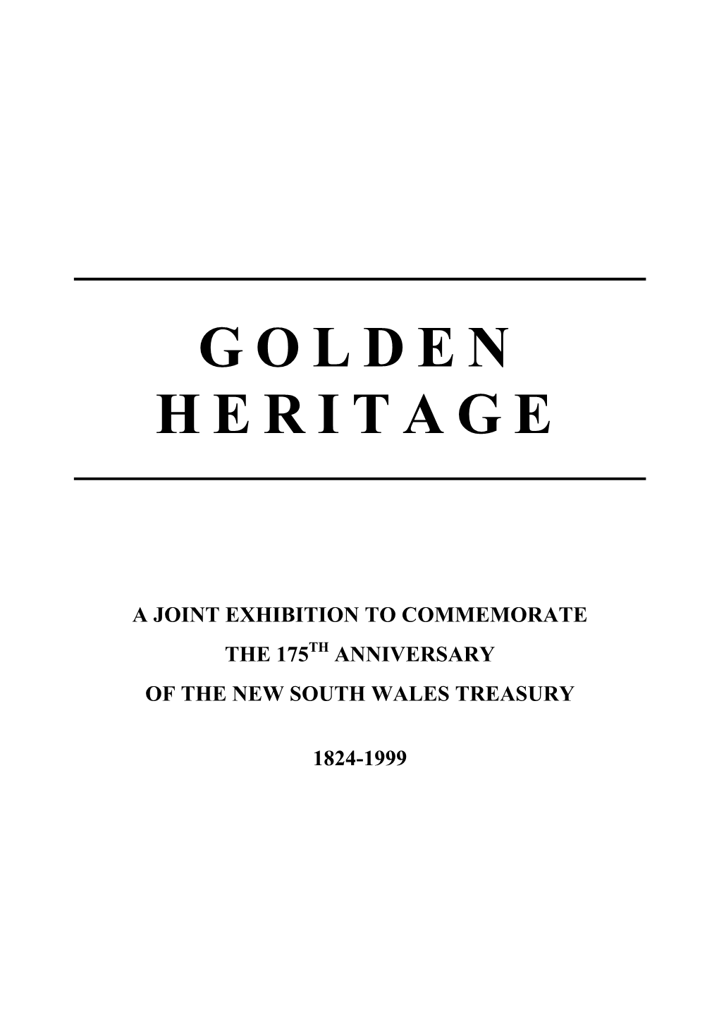The Golden History of NSW Treasury