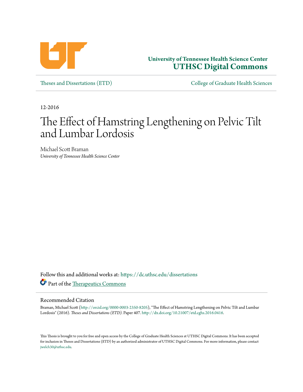 The Effect of Hamstring Lengthening on Pelvic Tilt and Lumbar Lordosis