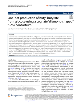 One-Pot Production of Butyl Butyrate from Glucose Using a Cognate