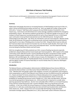 2014 State of Nuisance Tidal Flooding