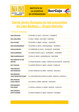 Carné Joven Europeo En Las Sucursales De Caja Badajoz – Grupo Ibercaja