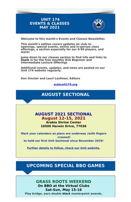August Sectional Upcoming Special Bbo Games