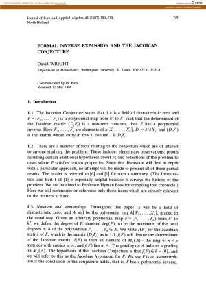 Formal Inverse Expansion and the Jacobian Conjecture