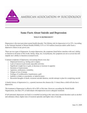 Some Facts About Suicide and Depression