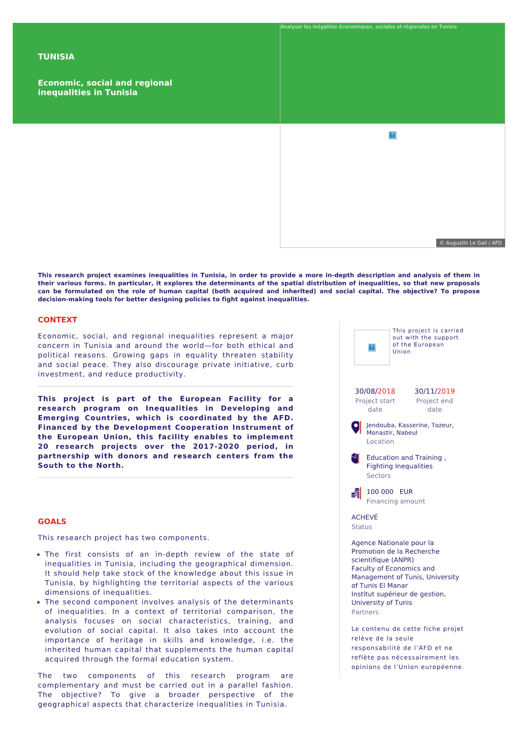 TUNISIA Economic, Social and Regional Inequalities in Tunisia