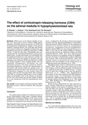 The Effect of Corticotropin-Releasing Hormone (CRH) on the Adrenal Medulla in Hypophysectomized Rats